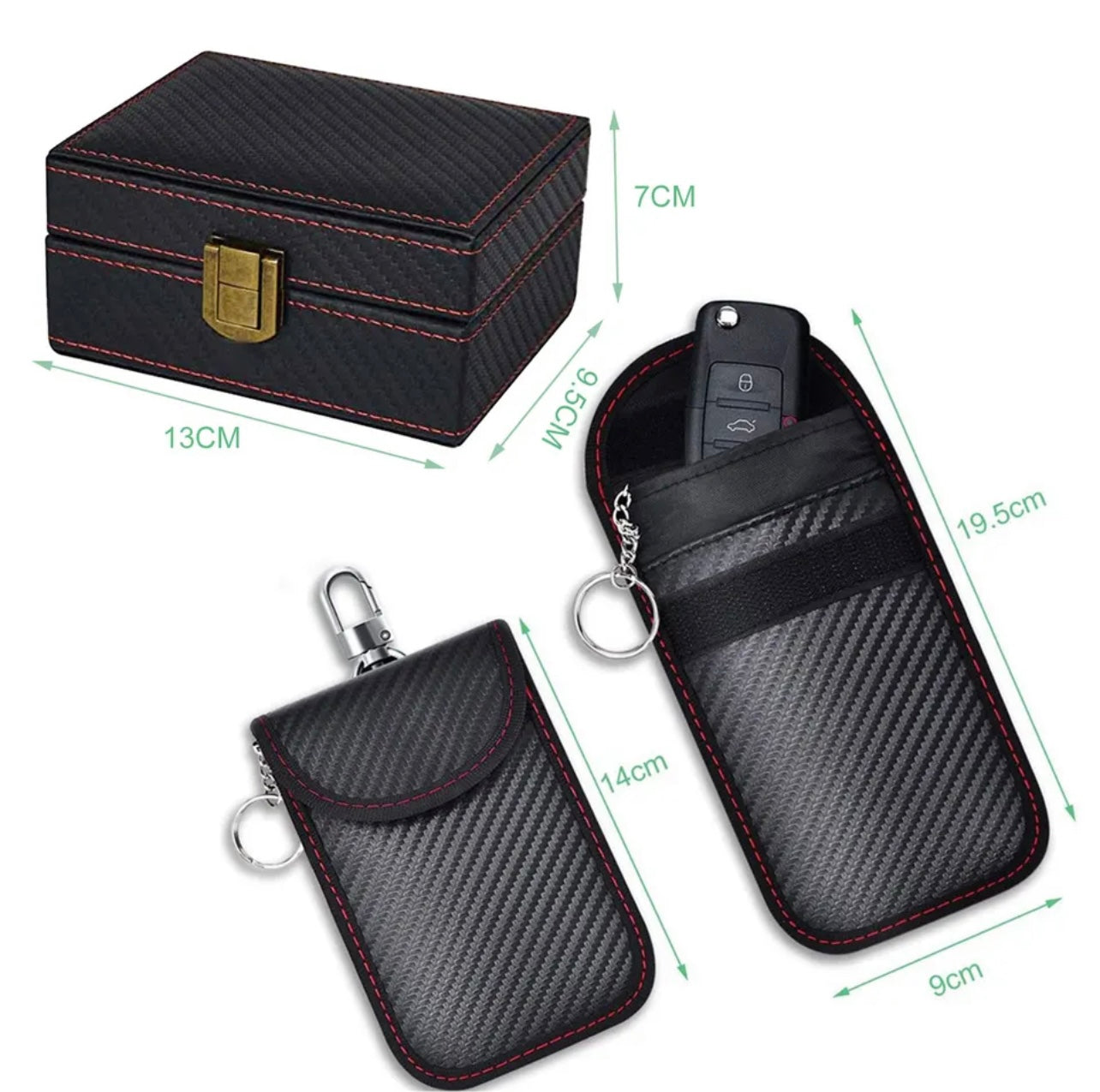 3 Pcs/Set Car Key Signal Blocker Wooden Faraday Box PU Leather Signal – MSL  Performance