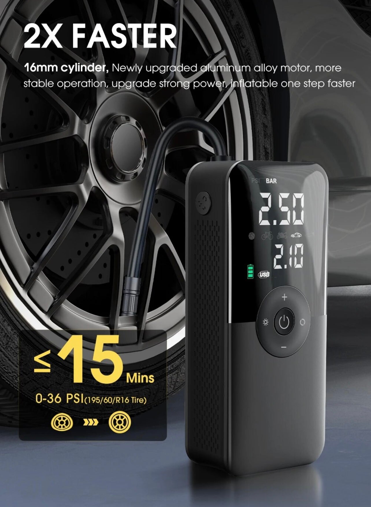 Portable Air Compressor Tire Inflator Digital Display Air Pump With LE –  MSL Performance