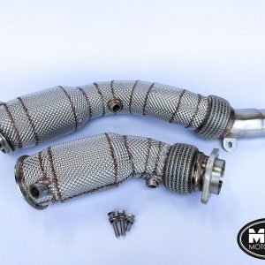 BMW M3 M4 F80 F82 DOWNPIPES WITH 200 CELL HI-FLOW SPORTS CATS & HEAT SHIELD 14-